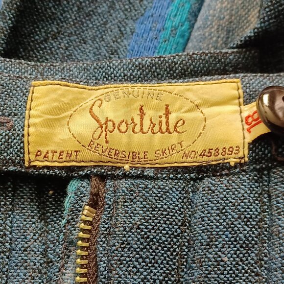 Sportrite Vintage Reversible Wool Pleated Midi Skirt - Picture 9 of 12